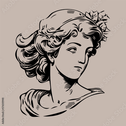 Creative modern classical Sculpture. Venus APHRODITE . T-Shirt Design Printing, clothes, bags, posters, invitations, cards, leaflets etc. Vector illustration hand drawn. photo