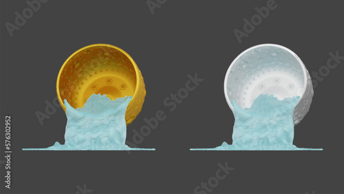 element of gold and silver bowl with water thai culture from image traced 3d. songkran festival thailand travel.