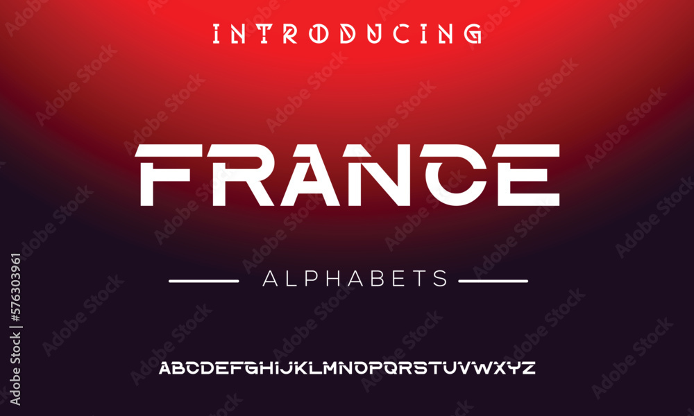 Francia Lettering FRANCE style alphabet. Thin segment line font, minimalist type for ...