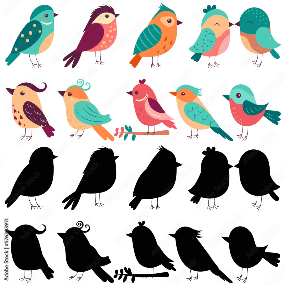 little birds set isolated, vector little birds set isolated, vector