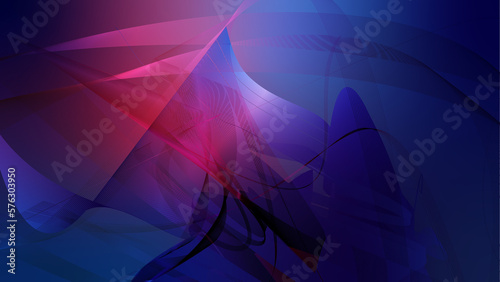 Purple and blue abstract background illustration of the intersection of lines and surfsaces
