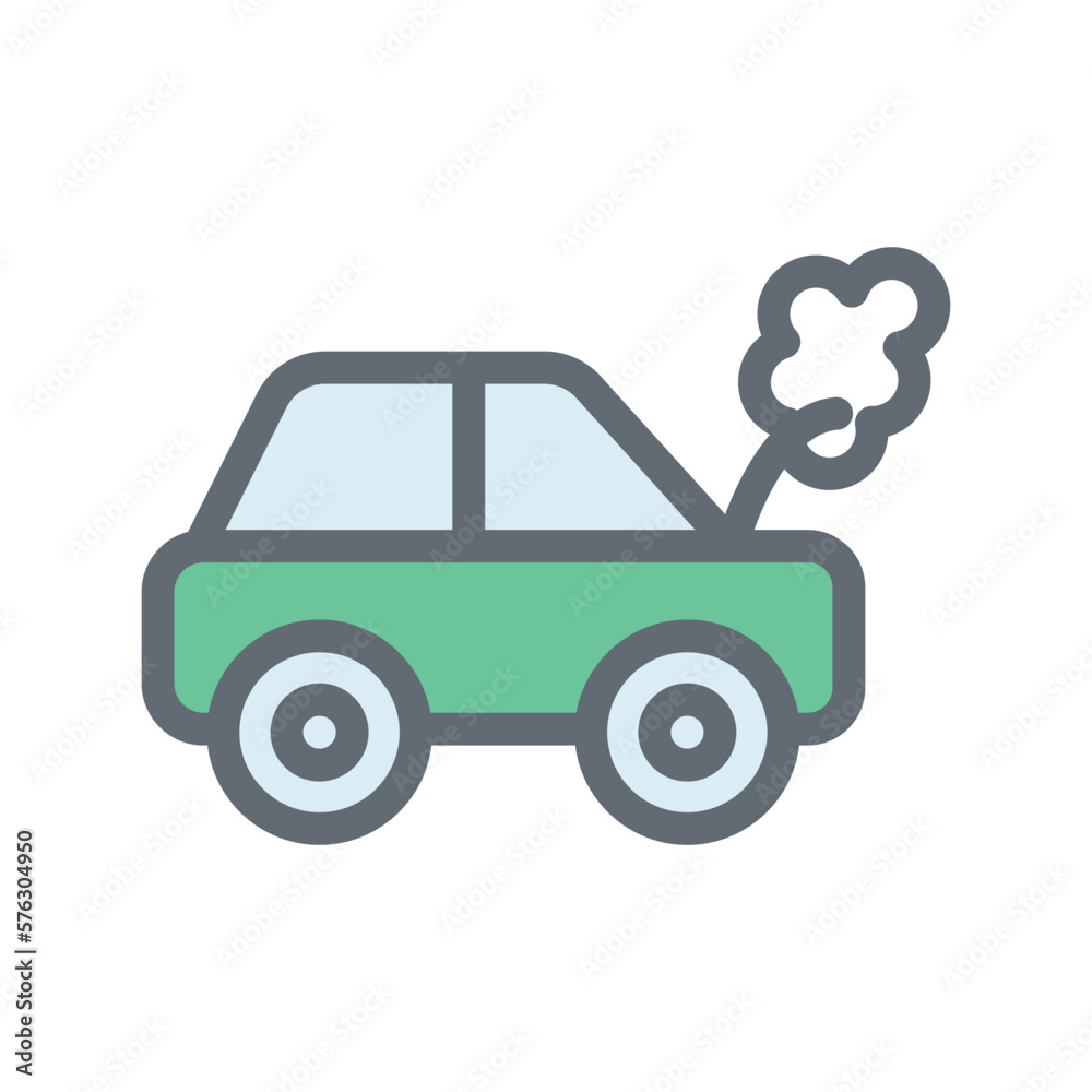 Car Breakdown Vector Fill Outline Icons. Simple stock illustration stock