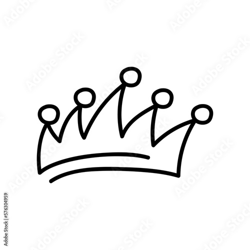 Doodle crowns. Line art king or queen crown sketch vector illustration