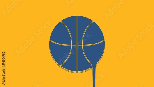 Blue Basketball ball icon isolated on orange background. Sport symbol. 4K Video motion graphic animation photo