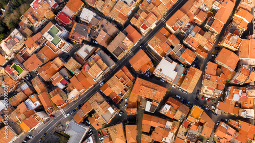 Photography Aerial perpendicular view of the historic center of Ariccia, in the Metropolitan City of Rome, Italy