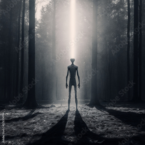 photo of an alien in the forest
