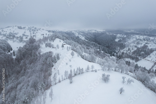 Wallpaper Mural Winter landscape in rural Transylvania. Snowy scene in the Romanian mountains Torontodigital.ca
