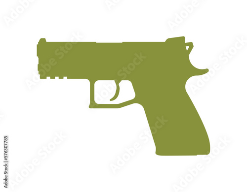Vector symbol of classic handgun. Isolated on white background.