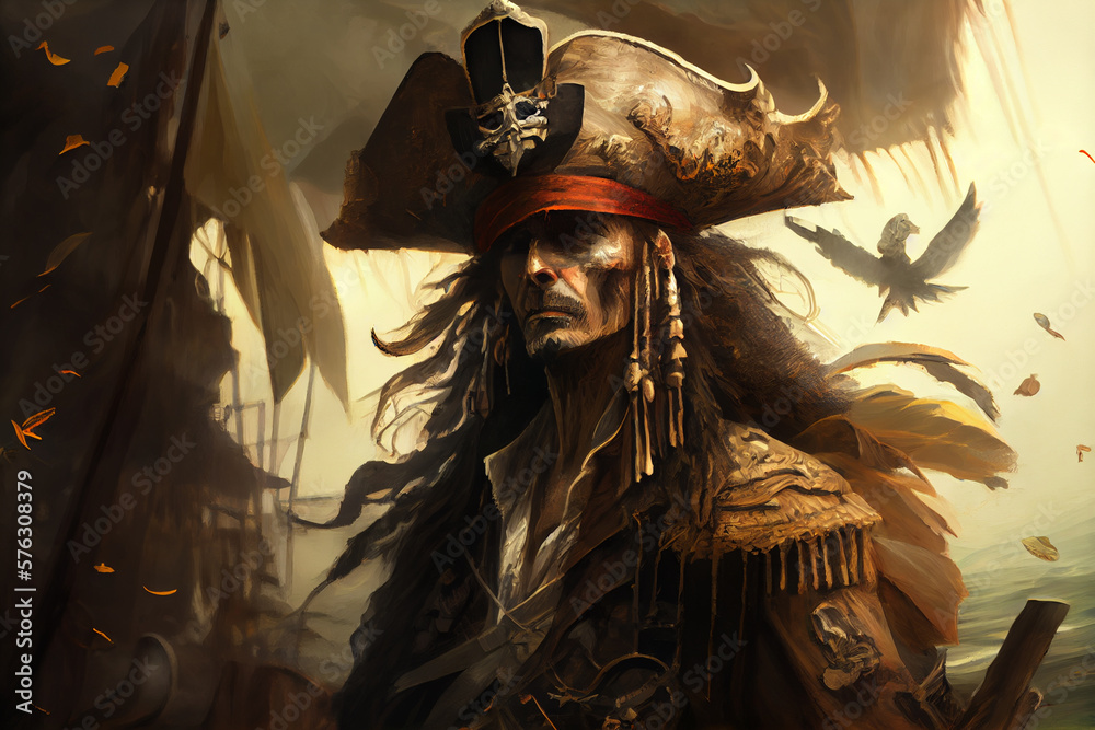 Obraz premium The long forgotten spirit of piracy. AI generated