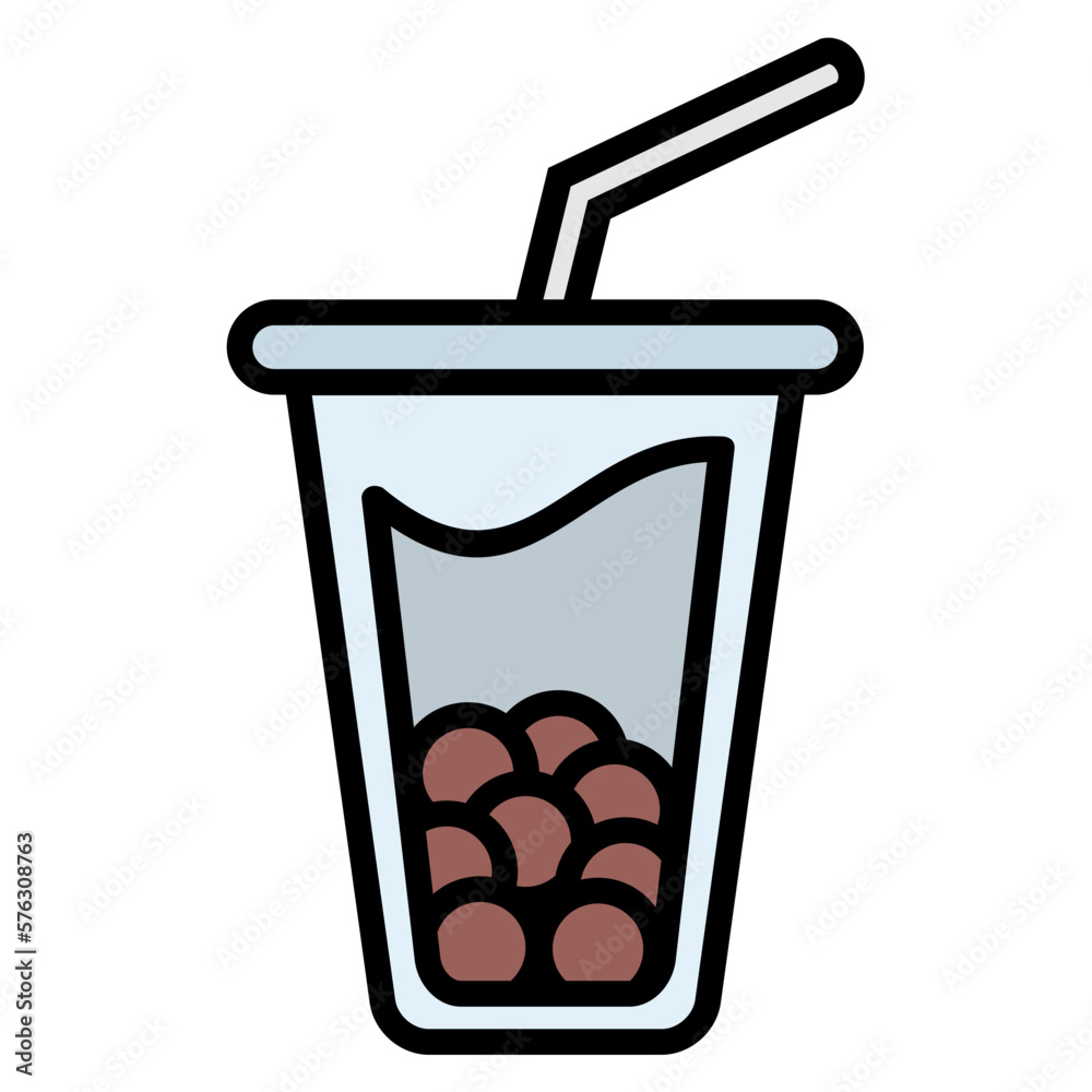 Illustration Vector Graphic of boba drink, bubble tea, tea cup glass icon Illustration Vector Graphic of boba drink, bubble tea, tea cup glass icon