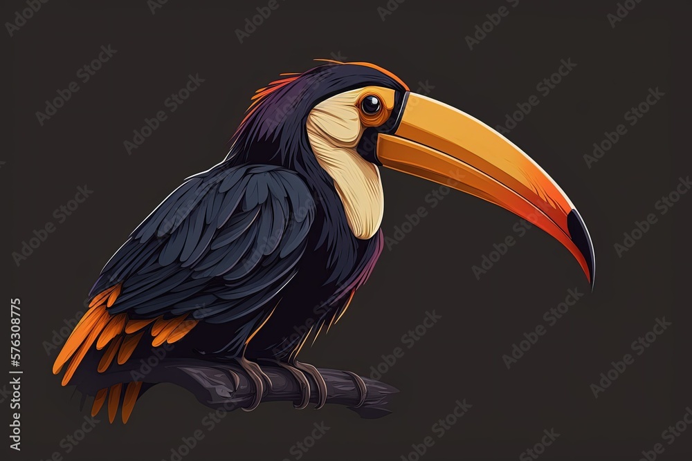 Obraz premium Toucan, an unusual bird. Generative AI