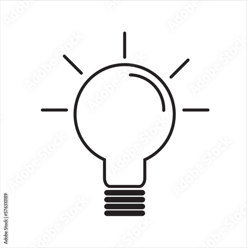 Icono de bombilla de luz. Símbolo de energía y pensamiento. Idea creativa y concepto de inspiración. Ilustración de vector