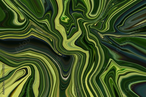 Psychedelic dark green colour trippy abstract art background design. Trendy dark green marble style. Ideal for web, advertisement, prints, wallpapers.