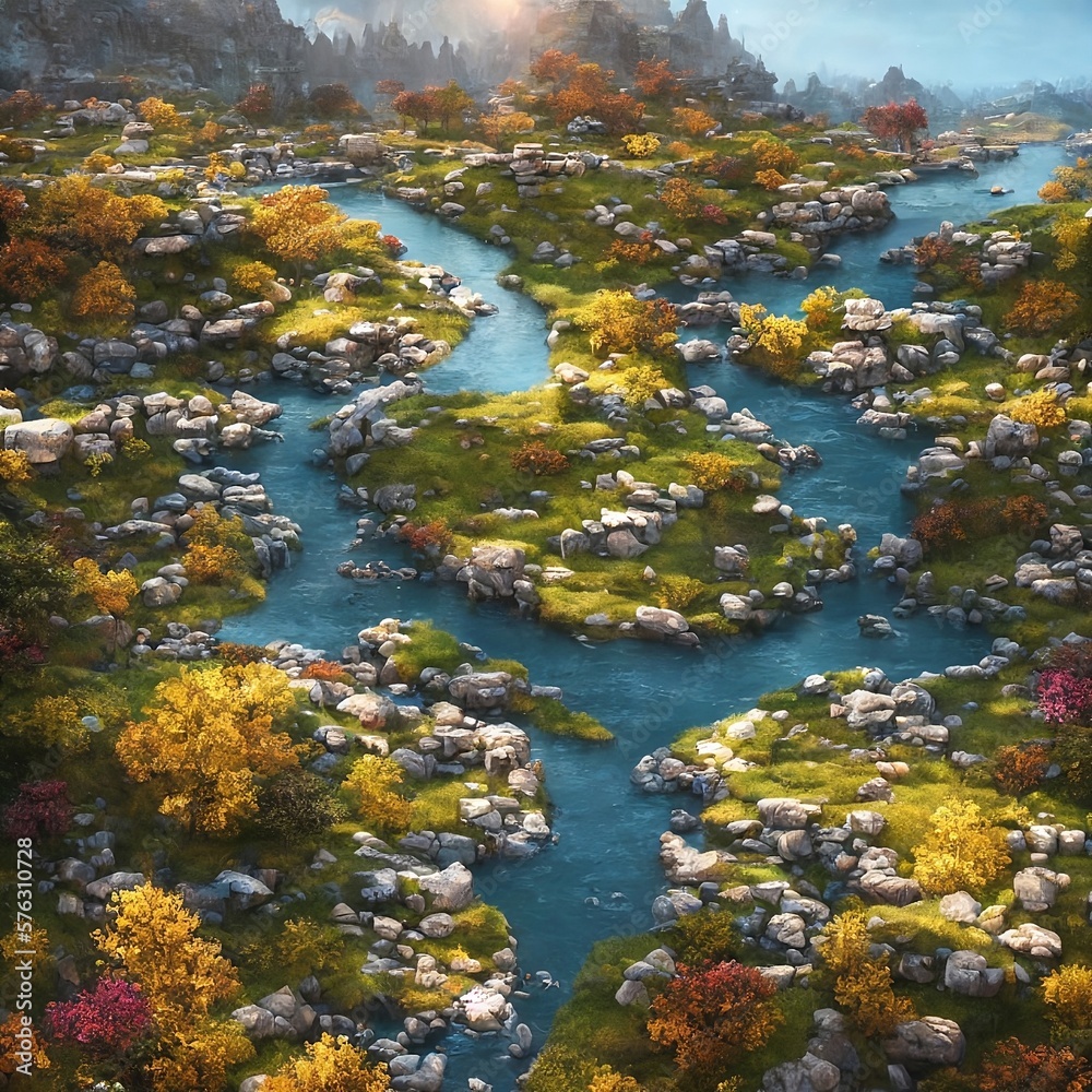 River spring from a mountain, Generative AI