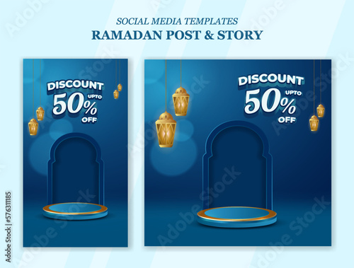 Islamic celebration ramadan sale banner social media post template
