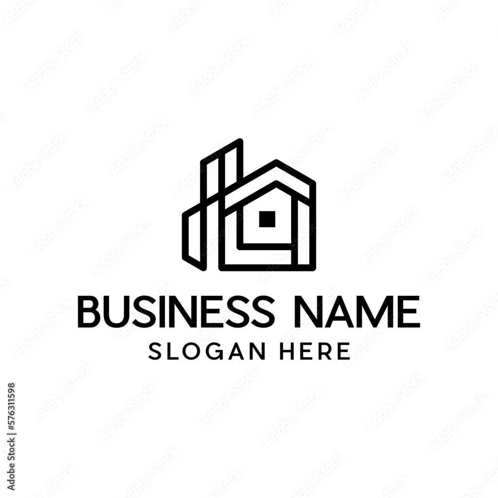 Monogram letter L home simple line creative logo