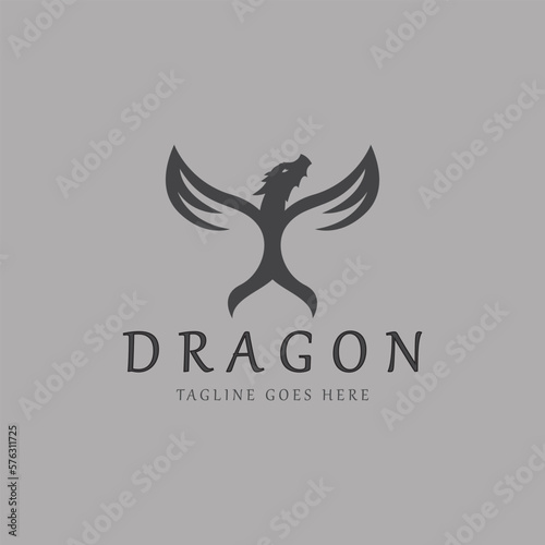 Dragon logo design template. Vector illustration