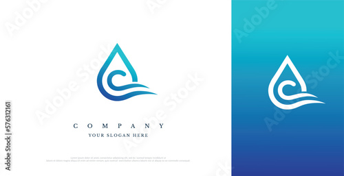Letter C Logo With Water Symbol