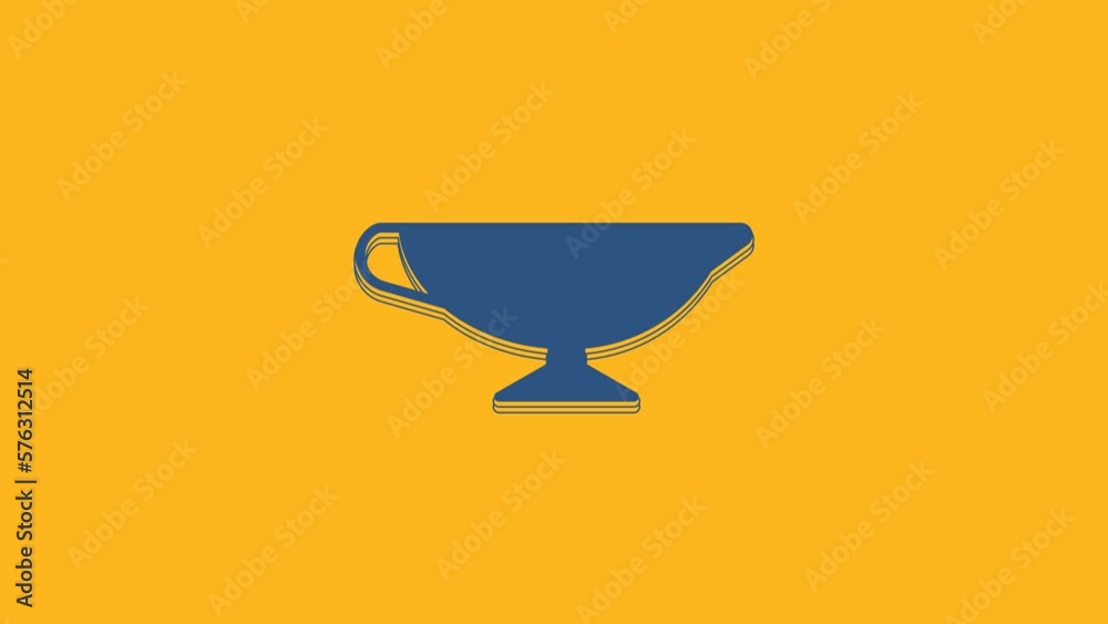 Blue Sauce boat icon isolated on orange background. Sauce bowl. 4K Video motion graphic animation Blue Sauce boat icon isolated on orange background. Sauce bowl. 4K Video motion graphic animation