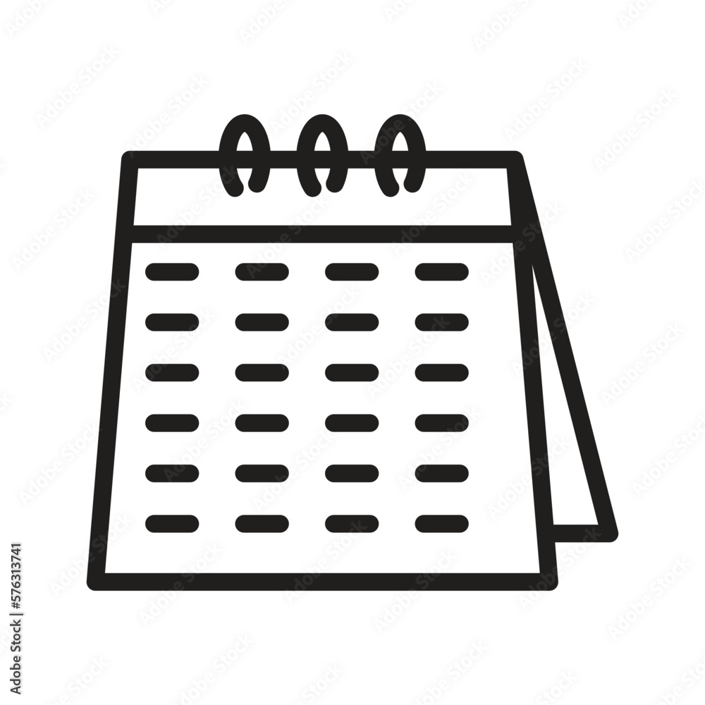 Calendar Outline Icon, Linear Calendar icon, Black and White 