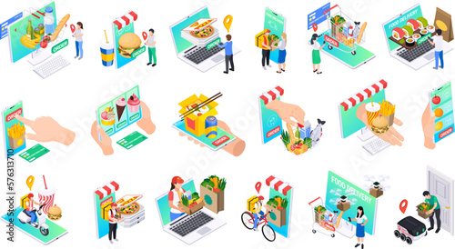 Isometric Food Delivery Icons