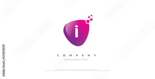 Initial I Logo Design With Digital Symbol	