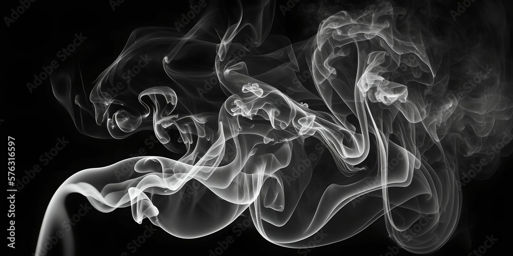 Fototapeta premium White smoke on black background, Generative AI
