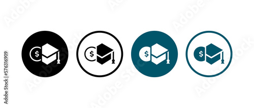education grant icon vector illustration. graduate with money in flat style concept - stock vector.	