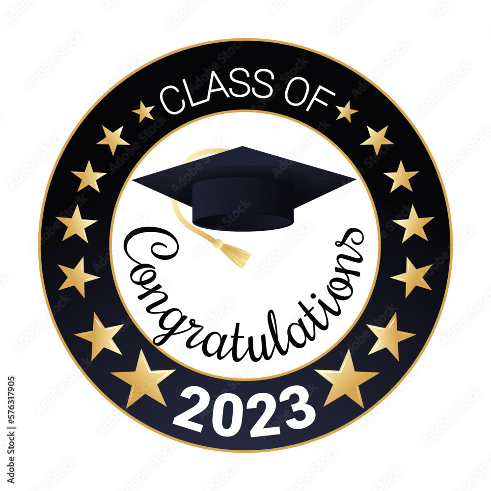 Class of 2023. Congratulations graduates logo design. Graduation design