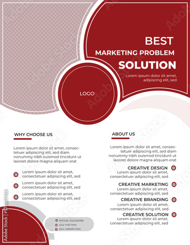 Modern Corporate business flyer template design set with red & white color background