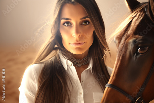 jovem senhora com seu cavalo  photo