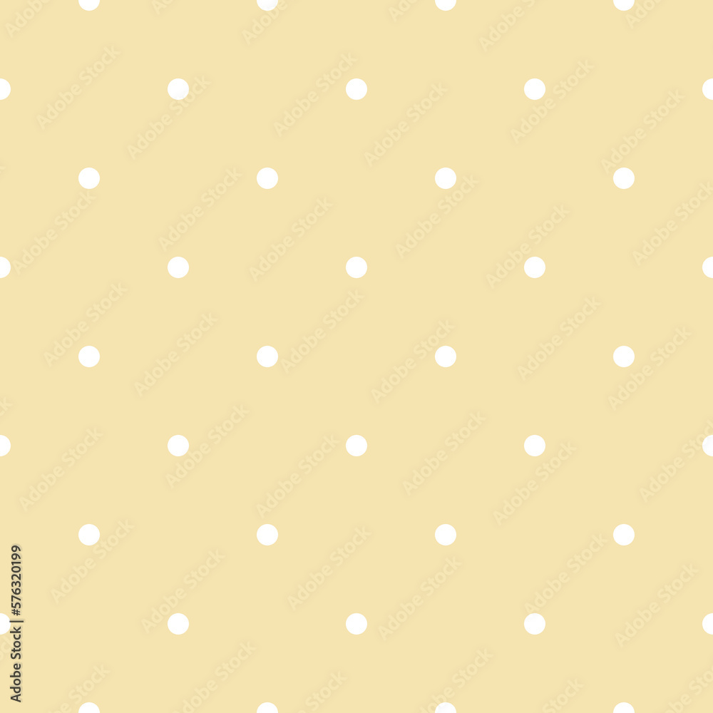 Yellow and White Seamless Polkadot Pattern 