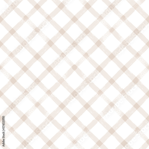 Gingham seamless pattern. watercolor plaid diagonal stripes, Vector checkered paint brush lines. Tartan texture for spring picnic table cloth, shirts, plaid, clothes, blankets, paper.