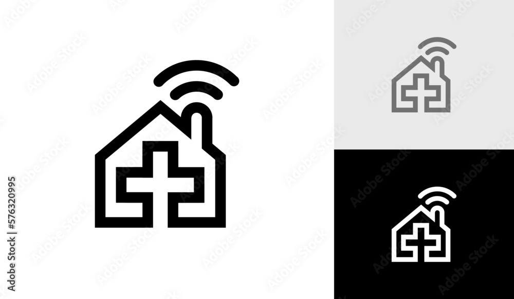 Hospital with signal logo design Hospital with signal logo design