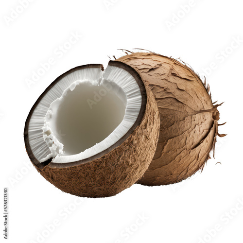 Noix de coco, fruit détouré, fond transparent