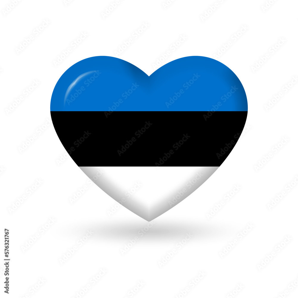 Estonia heart flag 3d icon, badge or button. Estonian national symbol. Vector illustration. Estonia heart flag 3d icon, badge or button. Estonian national symbol. Vector illustration.