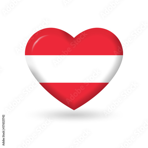 Free Download Austria heart flag 3d icon, badge or button. Austrian national symbol. Vector illustration. - GFXLoad