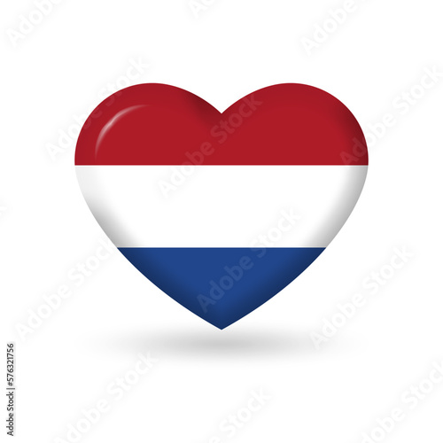 Free Download The Netherlands heart flag 3d icon, badge or button. Dutch national symbol. Vector illustration. - GFXLoad