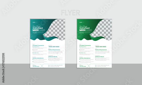 Healthcare a4 flyer design Layout with organic shape template for print Medical Flyer 