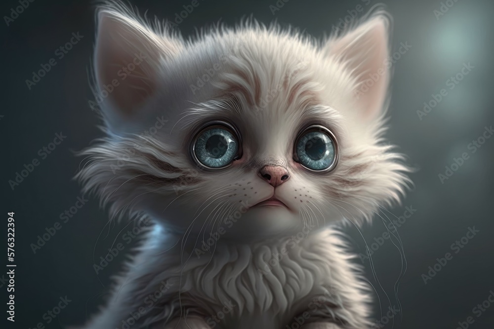 Cute cat close-up. Illustration. 3d. Generated by AI. Cute cat close-up. Illustration. 3d. Generated by AI.