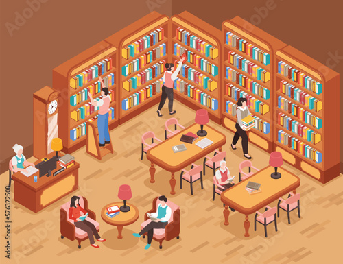 Library Isometric Background