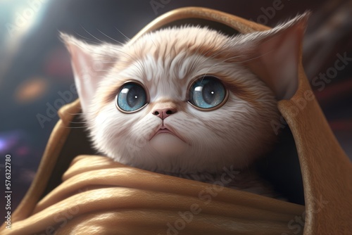 Cute cat close-up. Illustration. 3d. Generated by AI. © vavfoto