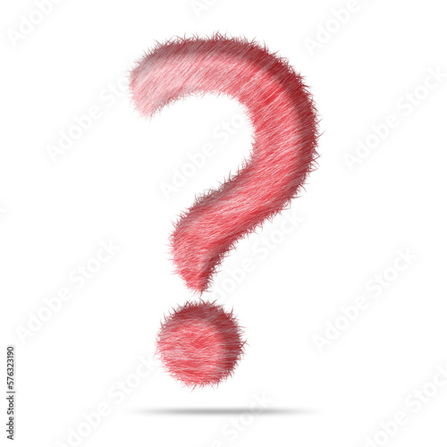 Question mark or icon design with pink fur texture 