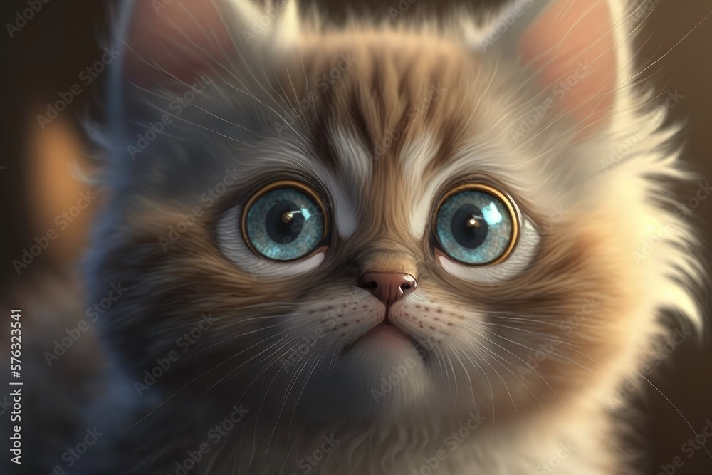 Cute cat close-up. Illustration. 3d. Generated by AI. Cute cat close-up. Illustration. 3d. Generated by AI.