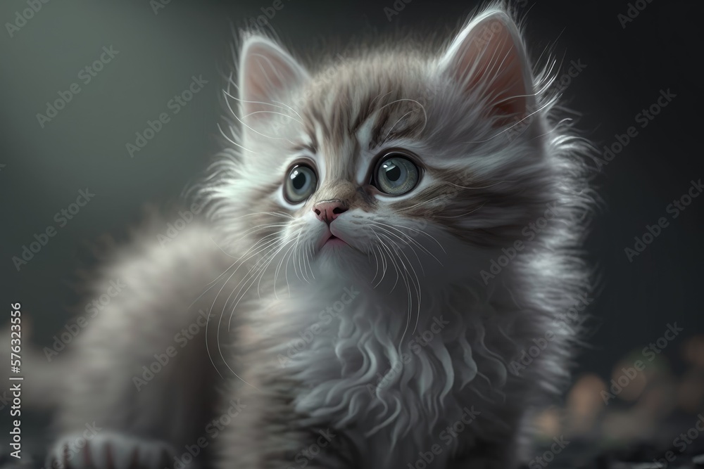 Cute cat close-up. Illustration. 3d. Generated by AI. Cute cat close-up. Illustration. 3d. Generated by AI.
