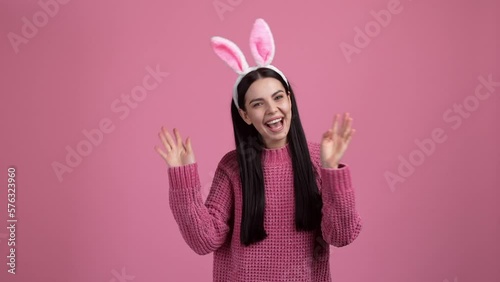 Lovely lady dance theme easter festive isolated pastel color background photo