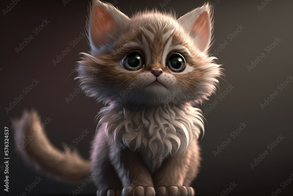 Fototapeta premium Cute cat close-up. Illustration. 3d. Generated by AI.
