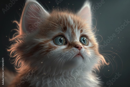 Cute cat close-up. Illustration. 3d. Generated by AI.