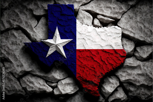 Texas Flag Color Design with Rock Background - Texas Star Series Illustration