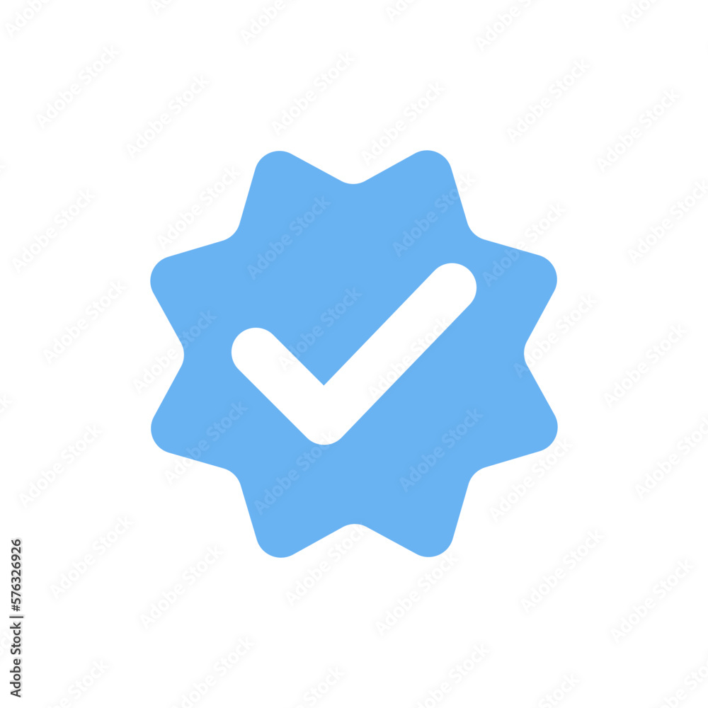 Blue check mark icon. Isolated tick symbol, checklist sign, approval badge. Blue check mark icon. Isolated tick symbol, checklist sign, approval badge.